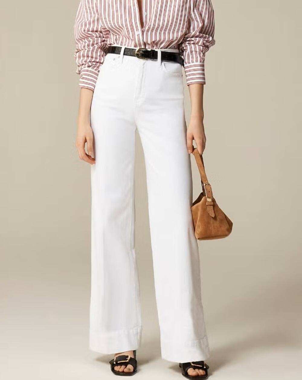 J.Crew 1996 Trouser Jean Womens 29 Petite White Denim High Rise Wide Leg Stretch